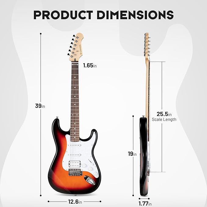 CAHAYA Electric Guitar Kit 39in - Full Size Electric Guitar Kit for Beginner Starter Poplar Solid Body with 10W Amplifier, Gig Bag, Strap, Tuner, Cable, String, Picks