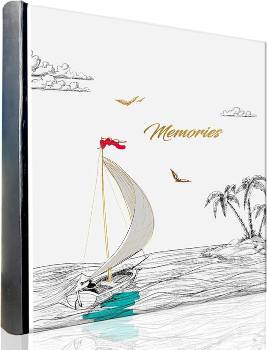 Holoary Photo Album 4x6 200 Photos Two Pictures Per Page, Memo Writing Area for Each Pocket, 200 Pockets 4”x6”, Printed Book Cover Travel Design Natural Beach Vacation Honeymoon Memories