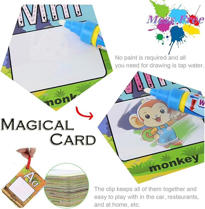 Coolplay A-Z 26 Alphabet Water Cards, Children Drawing Card for Kids Educational Toys for Travel