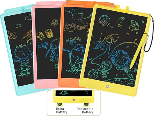 10 Inch LCD Writing Tablet for Kids 4 Pack Reusable Drawing Pad Colorful Toddler Writing Board Electronic Drawing Tablet Educational and Learning Toys for 3-8 Years Old Boys Girls