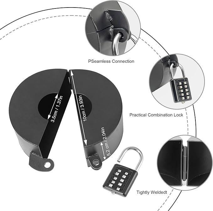 2 Pack Door Knob Lockout Device with Padlock,Temporary Door Handle Lock Cover for Dementia Patients/Child Proof, Outdoor Water Faucet Lock Cover - Black