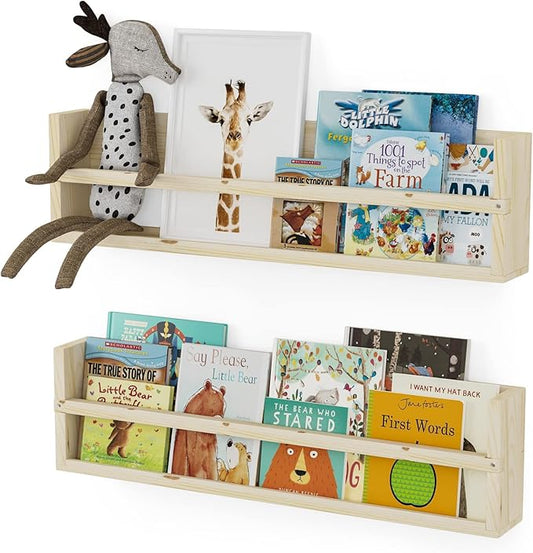 Brightmaison Polynez 30" Floating Shelves for Nursery & Kids, Set of 2 Unfinished Multiuse Wall Shelf