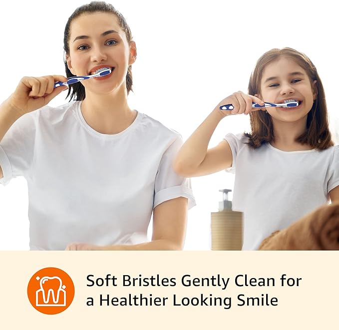 Amazon Basics Orbit Toothbrushes, Soft, Full, 4 Count, Assorted Colors (Previously Solimo) (Pack of 3)