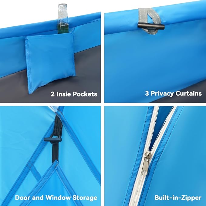 Beach Tent, Portable Sun Shelter for 2/3/4/6-8 Person with UPF 50+ UV Protection, Easy Setup Waterproof Beach Shade Canopy Cabana for Family Outdoor and Picnics, Fishing with Carrying Bag