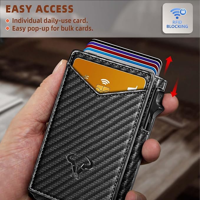 BULLIANT Men Wallet,Money Clip Wallet Slim For Gift Men 9Cards-Metal Credit Card Case in Magnetic Leather Flip