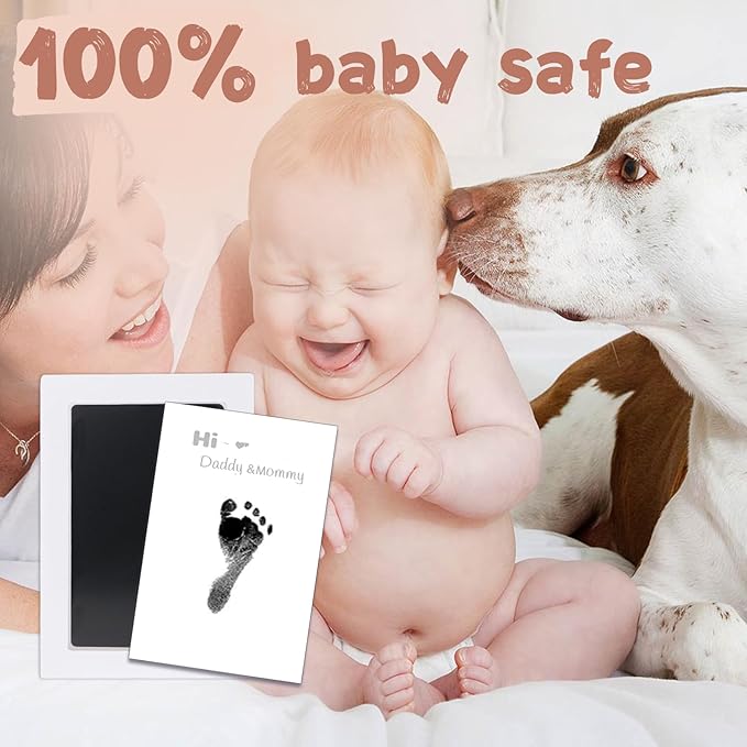 Inkless Baby Hand and Footprint Kit,Clean-Touch Ink Pad Kit,Safe No Mess Printing Infant Hand Foot Stamp,2 Pack Newborn Inkless Print Pads Best Keepsake or Gifts for Family