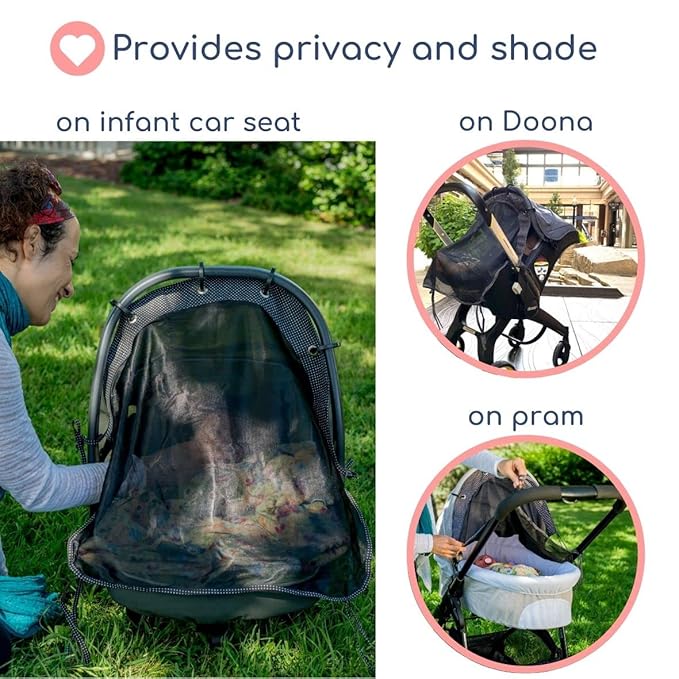 Stroller Sun Shade - Universal UV Protection Cover for Strollers Sunshade with See Through, Clip-On Sun Blocker, Sun Shield for Baby, Breathable Adjustable Fit, Full Coverage, Medium