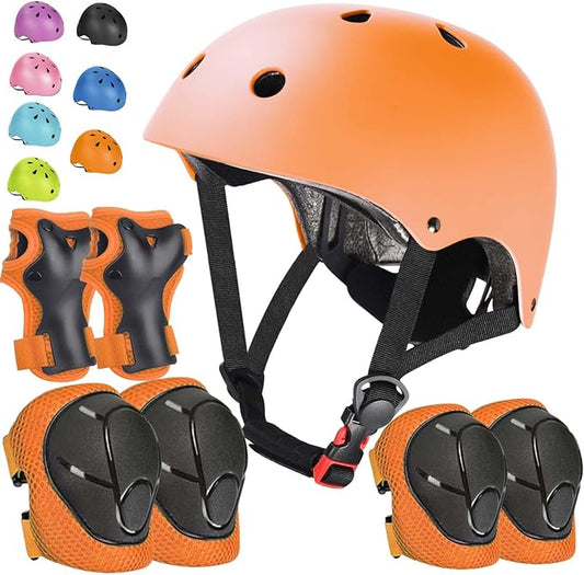Kids Bike Helmet Set Adjustable Helmet for Ages 3-15 Kids Toddler Boys Girls Youth, Multi-Sport Bicycle Skateboarding Football Rollerskating Scooter Rollerblade Balance Bike Helmets