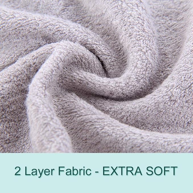 HIPHOP PANDA Baby Washcloths, Rayon Made from Bamboo - 2 Layer Ultra Soft Absorbent Newborn Bath Face Towel - Reusable Baby Wipes for Delicate Skin - Grey, 30 Pack