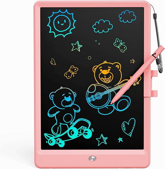 Bravokids Toys for 3 Years Old Girls Boys, LCD Writing Tablet 10 Inch Doodle Board, Electronic Drawing Pads, Educational Birthday Gift for 3 Years Old Kids Toddler (Light Pink)