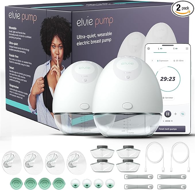 Elvie - Double, Wearable Breast Pump w/App - The Smallest & Quietest - Portable - Hands Free & Discreet - Automated with Four Personalized Settings