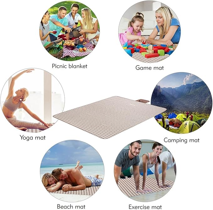 Beach Blanket Extra Large Picnic Blanket Sand Free Waterproof Outdoor Indoor Blanket Lightweight Easy Fold Handy Mat Portable Beach Mat for Camping Hiking Travel Park Grass
