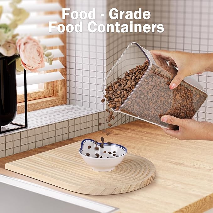 8 Pcs Pop Food Storage Containers Airtight Food Storage Containers Set with Lids Kitchen Pantry Organization and Storage, 3.4Qt, 2.8Qt, 2.1Qt, 1.2Qt