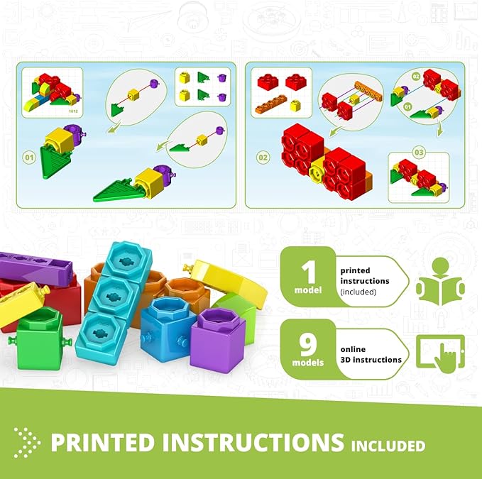 Engino STEAM Maker Junior- 10 Model Set, Stackable Building Blocks for Kids 4+, STEM Building Toys, Engineering Kit for Young Inventors, Educational Toys, Gift for Boys & Girls