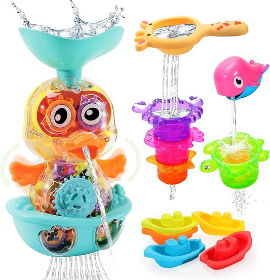 Bath Toys for 12 24 36 Months Babies, Bathtub Toys for Toddlers Kids Ages 1-3, 4-8, Waterfall Bath Toys for Boys and Girls, Small