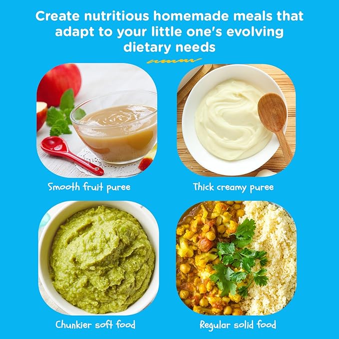 EVLA'S Baby Food Maker, Steamer, Blender, Baby Food Processor for Healthy Homemade Baby Food in Minutes, Touch Screen with 6 Reusable Food Pouches, Baby Registry Essential, Dark Grey