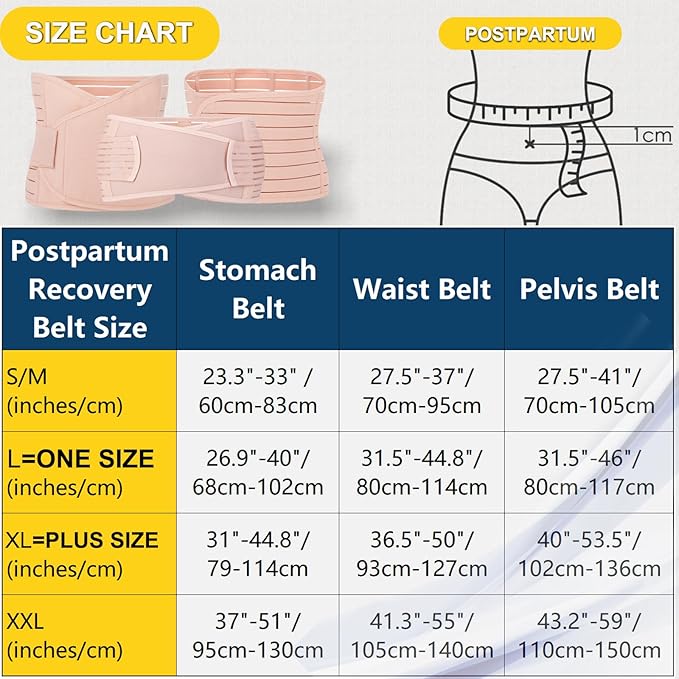 ChongErfei Postpartum Support Recovery Belly Wrap Waist/Pelvis Belt Body Shaper Postnatal Shapewear (Beige, XXL)