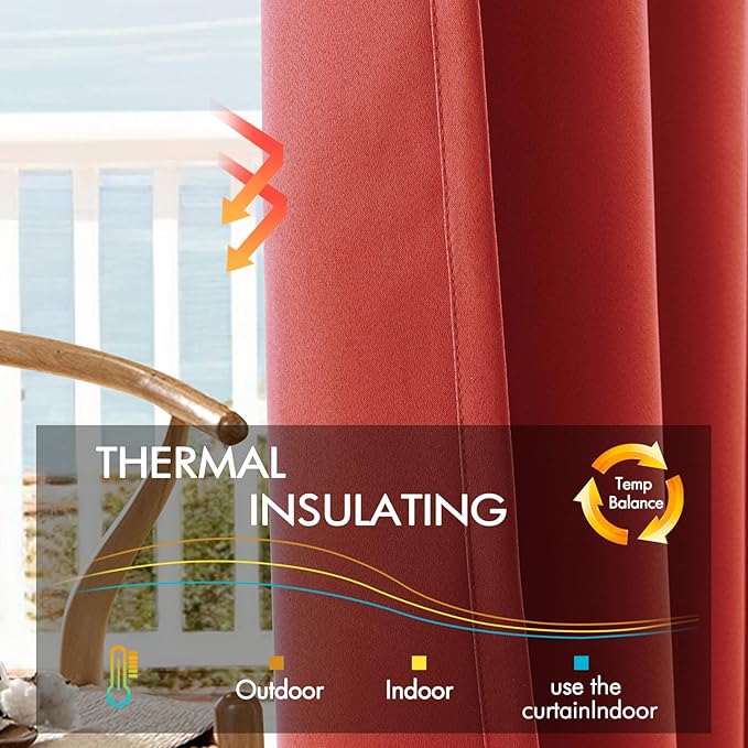 ANRODUO Back Tab Blackout Curtains for Bedroom Living Room, Rod Pocket Pinch Pleated Thermal Insulated Room Darkening Curtains 90 Inches Long 2 Panels, Burnt Orange, 42 x 90 Inch