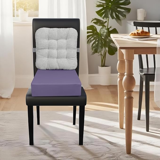 Booster Seat for Kitchen Chair with Comfy Backrest and Adjustable Safety Buckles,Non-Slip Kid Toddler Booster Seat for Dining Table,Portable PU Travel Baby Booster Increasing Cushion Chair