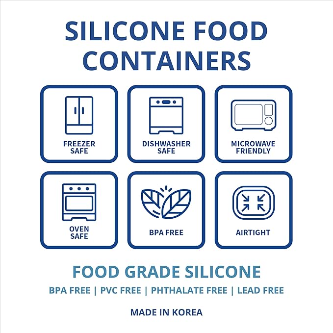 BLUE GINKGO Nesting Silicone Containers - Set of 3 Hard-Shell Silicone Food Storage Containers | BPA Free, Airtight, Dishwasher and Freezer Safe (6.7oz, 10oz, 20oz) - Grey