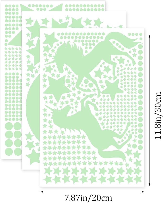 Glow in The Dark Stars for Ceiling,Unicorn Wall Decals Stickers Wall Decor for Girls Bedroom Luminous Glow Unicorn Stars Planet Ceiling Stickers for Baby Boys Kids Playroom Living Room Nursery