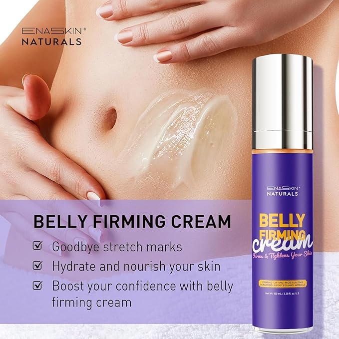 Enaskin Naturals Belly Firming Cream: Hibiscus & Honey Skin Tightening Cellulite Cream - Women Body Lotion for Firmness and Lift of Thighs & Stomach - Tummy Butter Stretch Marks - 120ML