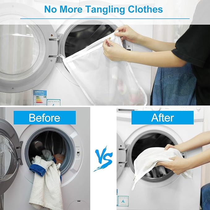 GOGOODA Delicates Laundry Bags, Fine Mesh Wash Bag for Lingerie, Underwear, Bra, Silk, Socks with Hanging Loop