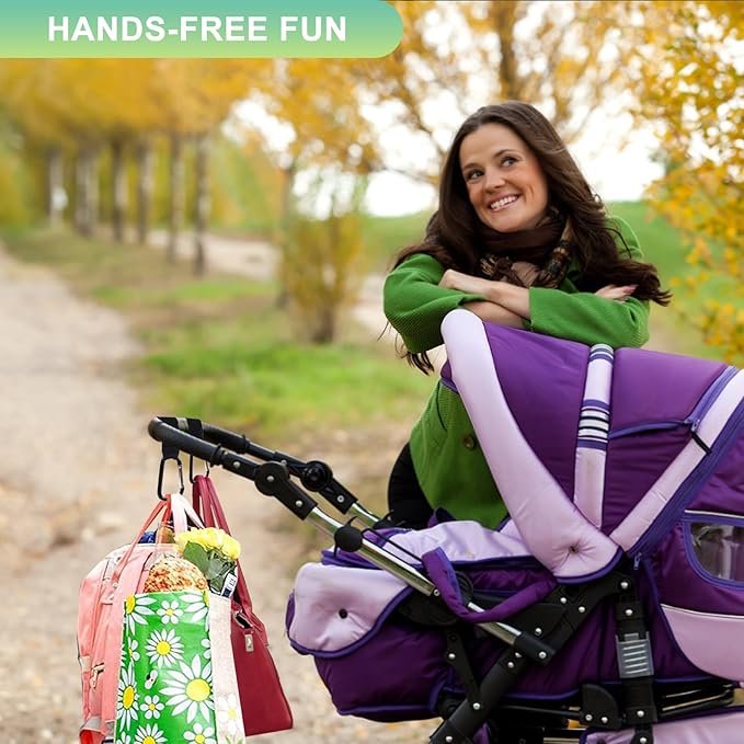 Stroller Hooks for Bags, 2 Pack Non-Slip Stroller Clips and Hooks, Adjustable Stroller Carabiner Clip, Baby Stroller Accessories, Hooks for Bike, Scooter, Wheelchair, Walker by Aguwontior