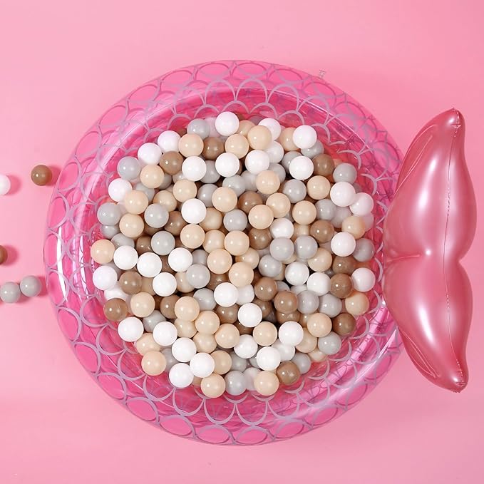 GOGOSO Balls for Ball Pit - Plastic Ball for Toddlers 1-3, Baby Kids Ball Pool Decoration 50 100 200 300 500 1000 (Grey+Coffee+ Beige+White, 50 Balls)