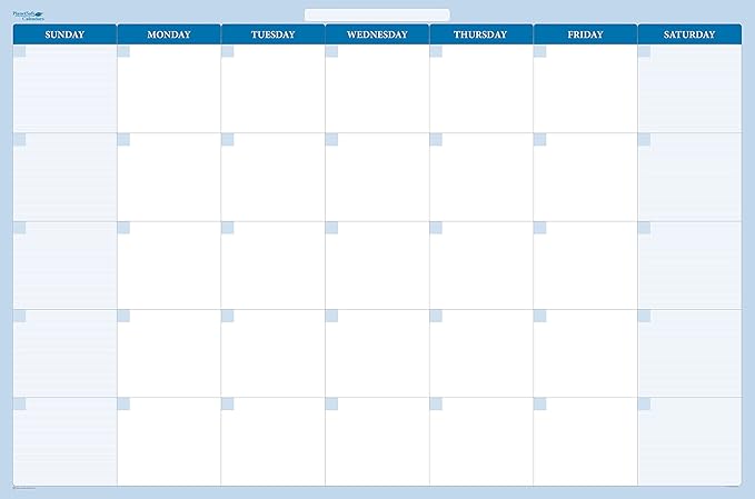 30-Day Horizontal Dry-wet erasable Wall Calendar 38" x 58" Sunday -Saturday