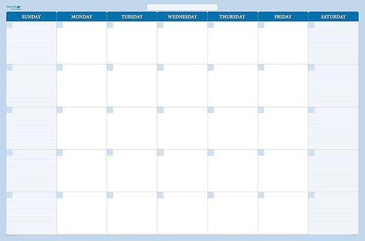 18" x 24" Sky Blue Horizontal 30-Day Dry-Erase Task, Goals and Objective 1-Month erasable Wall Planner Calendar. Complete with Fine Tip Dry-Erase Marker and Eraser
