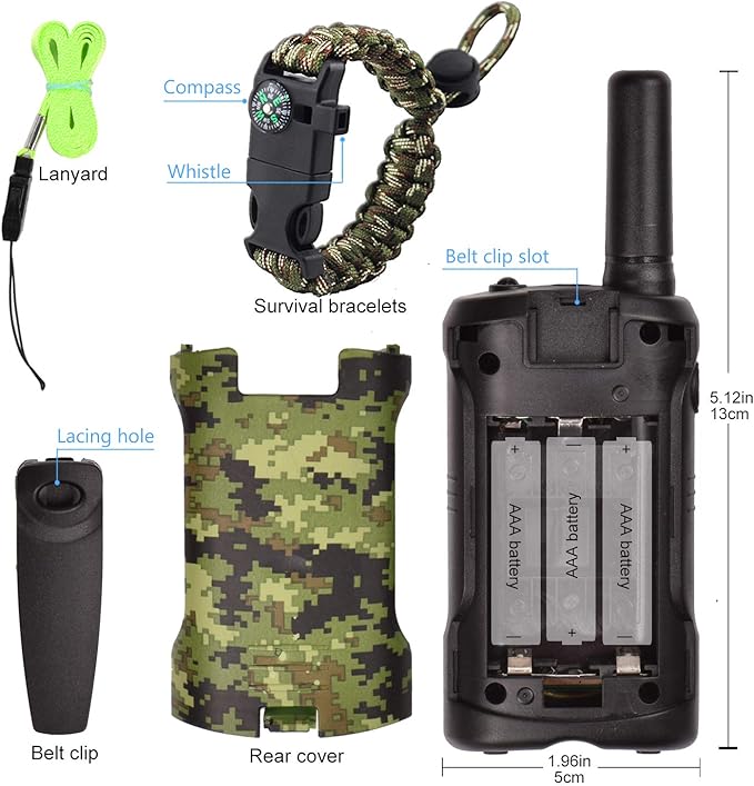 Gifts for Kids Aged 5-12 Boy Toys Kids Walkie Talkies 22 Channel 2 Way Radio 3 Miles Long Range fit Outdoor Adventure Hunt Game Camp Toys for Boys 6 7 8 9 Years Old Gifts for Boys