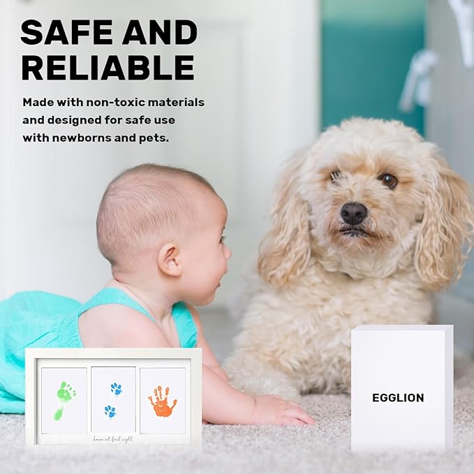 4-Pack Inkless Baby Hand and Footprint Kit with Mess-Free Ink Pad – Baby Safe Ink Pad for Hand, Foot & Paw Prints – Newborn Footprint & Paw Print Kit for Dogs and Cats – 16 Cards(Candy)