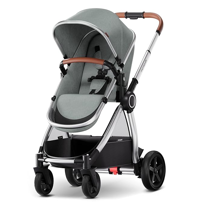 Mompush Ultimate2 Baby Stroller, Premium Convertible Full-Size Stroller for Toddler, Reversible Seat with One Hand Recline Adjustment, Car Seat Adapter Included