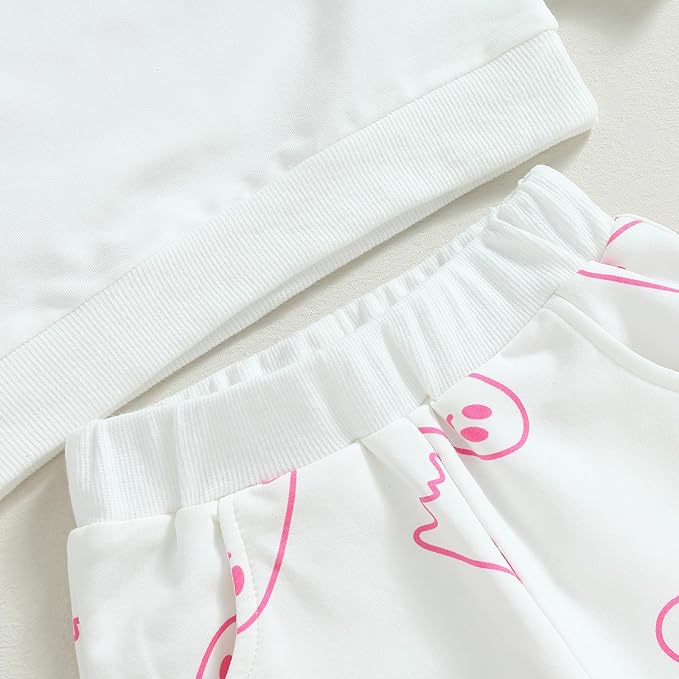 0-4T Toddler Boy Girl Halloween Outfit Fall Clothes Ghost Long Sleeve Sweatshirt Top Pants Baby Halloween Clothes