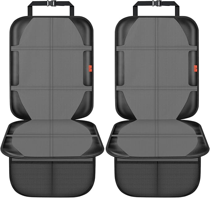 Car Seat Protector,2 Pack Automotive Seat Protectors Baby Carseat Pad Waterproof & Durable 600D Fabric for Child Baby Car Seat Mat Vehicle Pet Cover 2 Storage Pockets (2 Pack Gray)