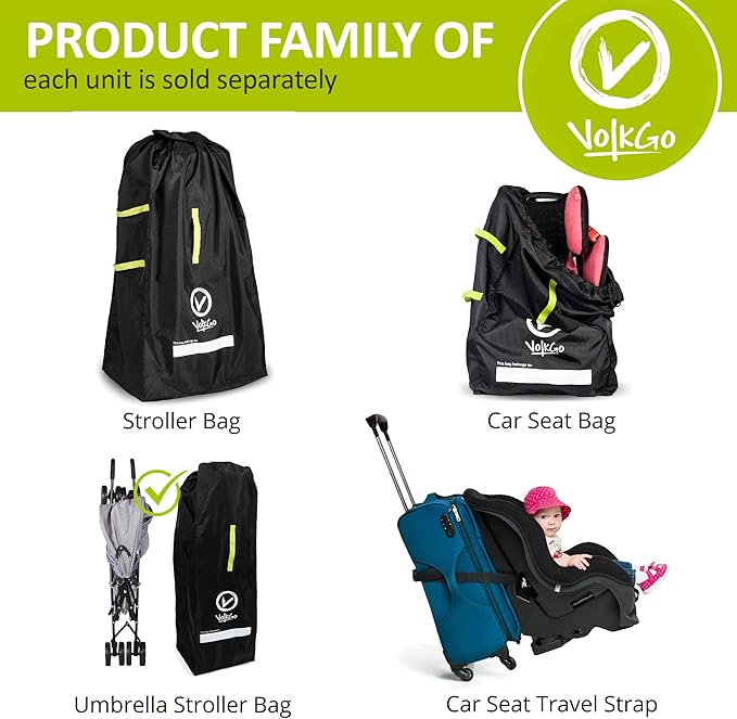 V VOLKGO Stroller Bag for Airplane, Large Cover for Airtravel, Jogger & Umbrella Stroller Cover for Travel - Fits Most Sizes, Gate Check Bag, Heavy Duty Durable Infant carrier covers for Air Travel