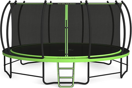 BCAN 8FT 10FT 12FT 14FT 15FT 16FT Recreational Trampoline with Enclosure for Kids Adults, ASTM Approved, Outdoor Trampolines with Ladder for Kids