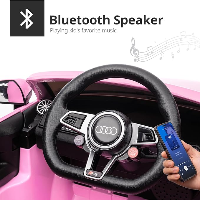 Electric Ride on Car for Kids, Licensed Audi 12V 7Ah Kids Ride-on Toy for Toddlers 3-5 Year Old Girls with Remote, Bluetooth - Pink