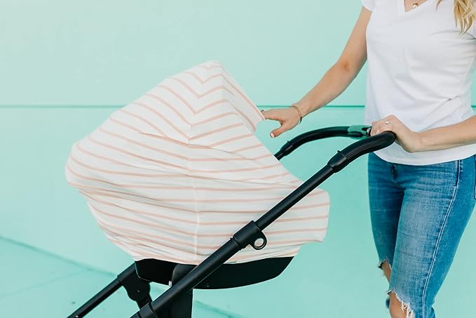 Copper Pearl Multi-Use Cover: Car Seat Covers, Nursing Cover, and Stroller Cover for Sun - Stretchy Fabric, All-Season Use, Stylish Designs, Easy Access for Moms - Lainey