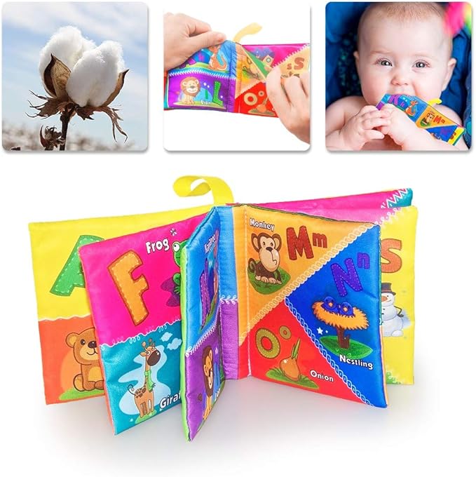 8PCS Baby Bath Books Set with Crinkle Sound, Soft Sensory Early Learning Toys for Newborns & Infants, Washable Teething Educational Activity Toy ﻿