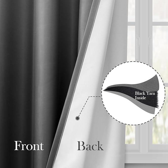HOMEIDEAS Grey Gray Ombre Blackout Curtains 52 X 84 Inch Length Gradient Room Darkening Thermal Insulated Energy Saving Grommet 2 Panels Window Drapes for Living Room, Bedroom