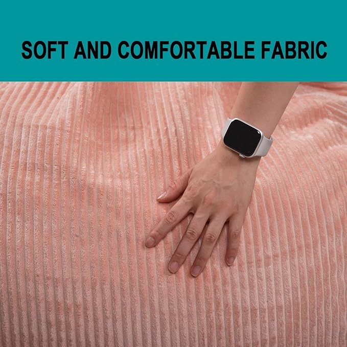 Bean Bag Chairs with Faux Rabbit Fur Cover, 3 ft Giant Memory Foam Bean Bag Chairs for Adults/Teens with Filling,Ultra Soft Faux Fur Fabric, Round Sofa for Living Room Bedroom College Dorm