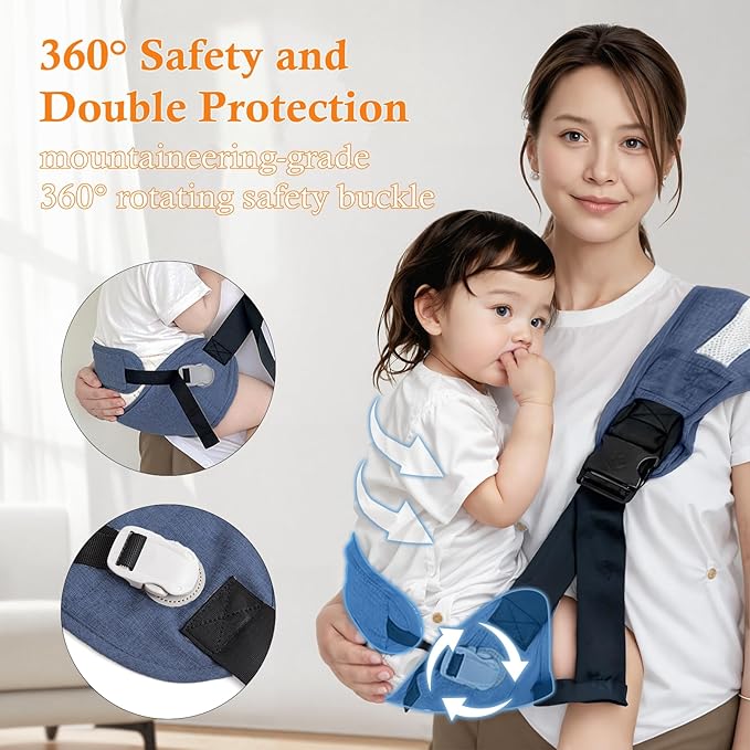 Baby Carrier Newborn to Toddler-Adjustable Baby Sling Carrier,Toddler Carrier for 25-60lbs,Comfortable Toddler Sling for Hands-Free Carrying (Blue)