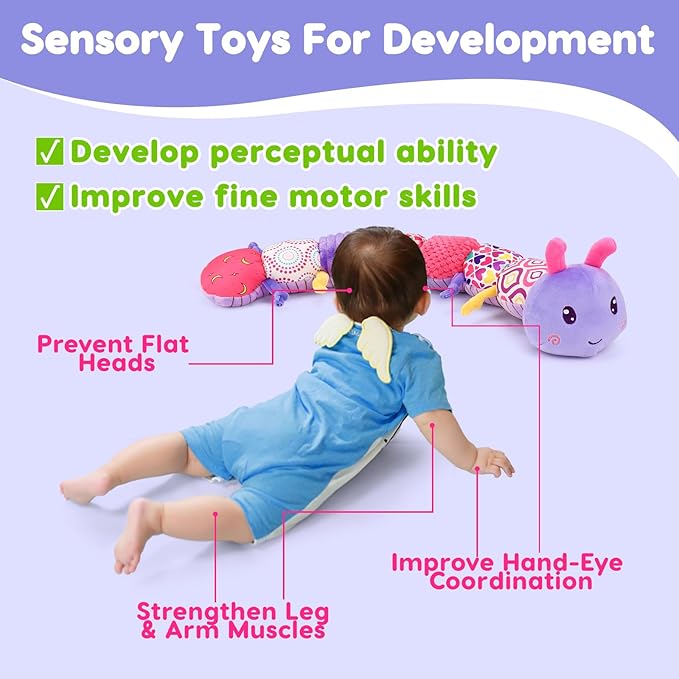 Baby Girl Toys 0-3-6 Months Musical Stuffed Animals Plush Caterpillar Toy with Crinkle Rattles Tummy Time Sensory Learning Toys for Infants 6-9-12 Months Newborn Girls Boys Essentials Shower Gifts 1