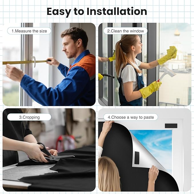 100% Blackout Curtains for Bedroom, 71" x 57" Portable DIY Blackout Blinds with Hook & Loop Tabs Stick-On, Temporary Blackout Shades No Drill, Privacy Pleated Window Shades for Baby Travelers Bedroom