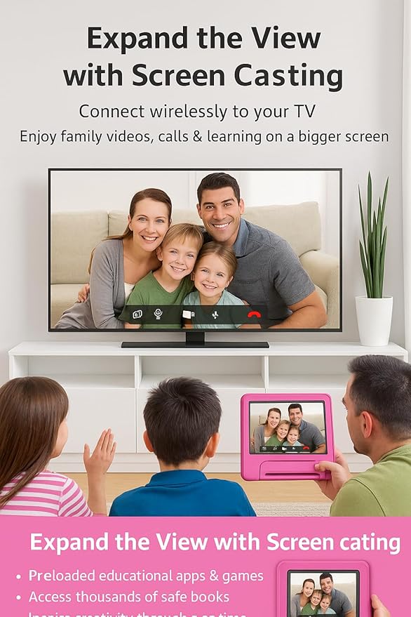 10.1" Kids Tablet Android 14 | 64GB Octa-Core 8GB RAM | Shockproof Case & Parental Control | 12H Fast Charge | HD Display w/Google Kids Space & Educational Apps | WiFi 6/Bluetooth/GPS | Ages 3-12