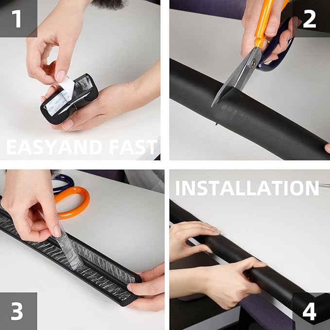 2 Pack L Shape Extra Thick Furniture Table Edge Protectors Foam Baby Safety Bumper Guard 16.4 Ft,Hearth Cushion,for Table, Fireplace, Countertop(with 8 Corners) (Black)