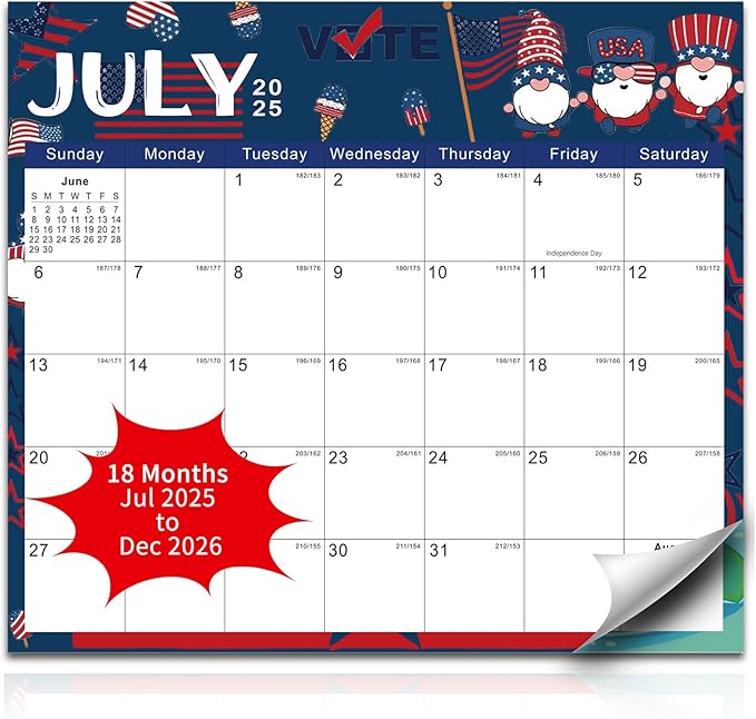 2025-2026 Magnetic Fridge Calendar 18 Monthly Magnetic Calendar for Refrigerator 2025-2026 Wall Calendar Planner Runs from July 2025 Until December 2026 Easy Organizing Markers Tearable (Festive)