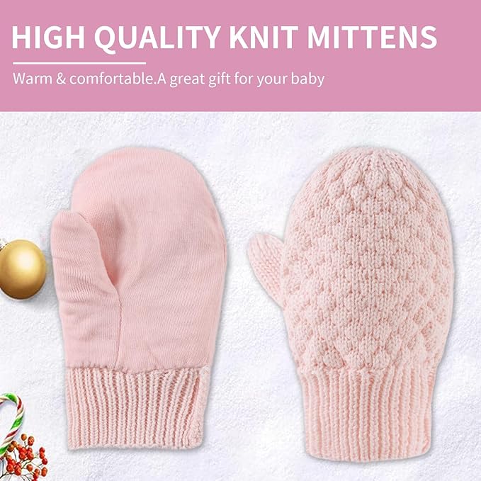 Baby Knit Mittens Toddler Boys Girls Gloves Winter Infant Newborn No Scratch Mitten 0-3 Years